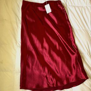 Silky Red Mid-length Skirt